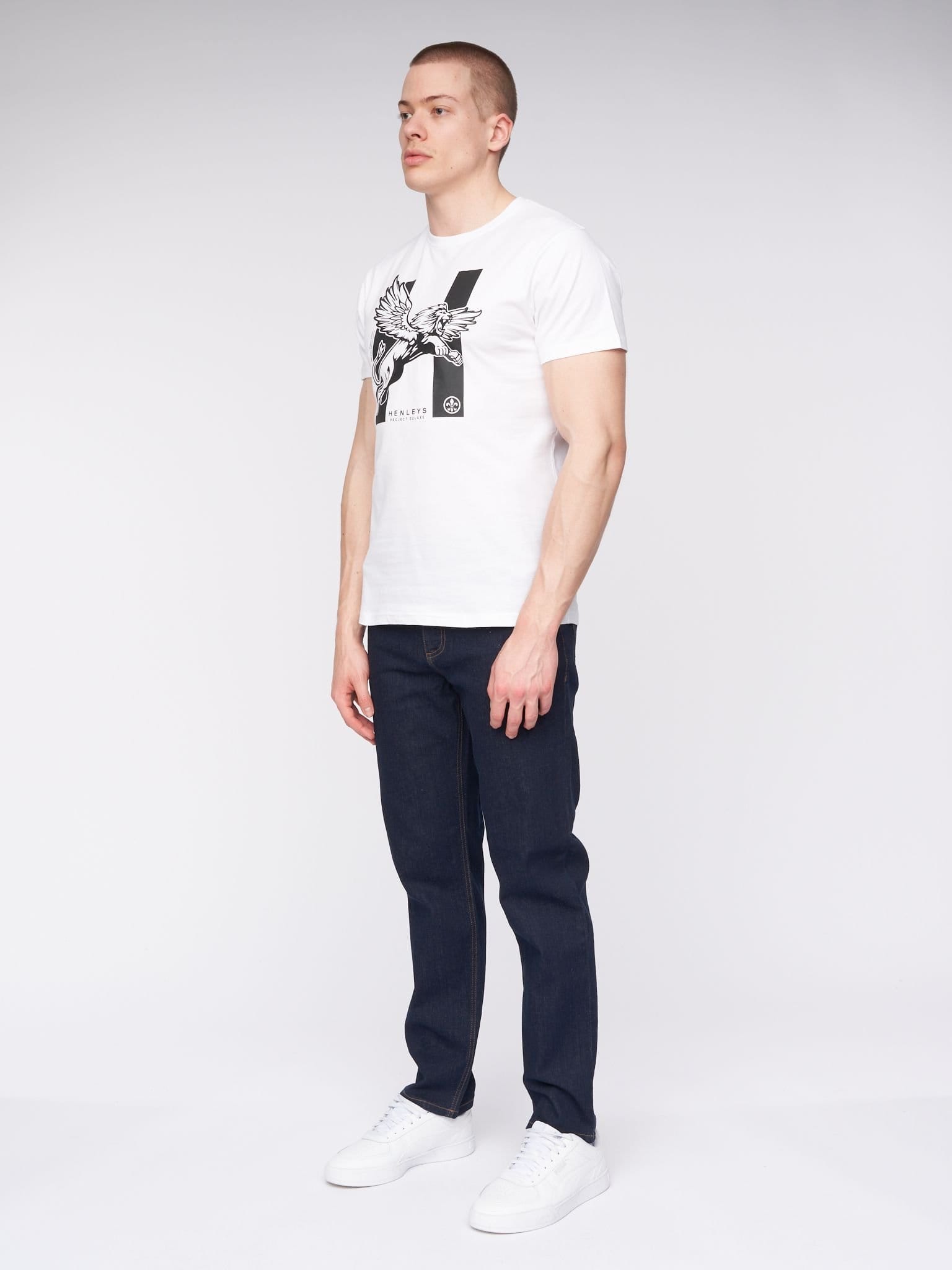 Henleys Henleys Breeze Men's Straight-Fit Stretch Denim Jeans with Woven Label Detail in Dark Blue - 4
