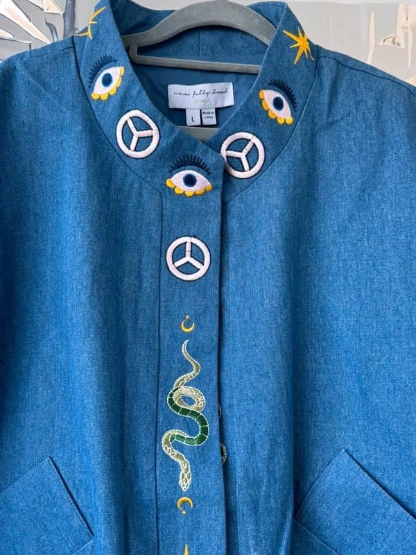Never Fully Dressed Never Fully Dressed Denim Bomber with Embroidery – Size L – New Collection