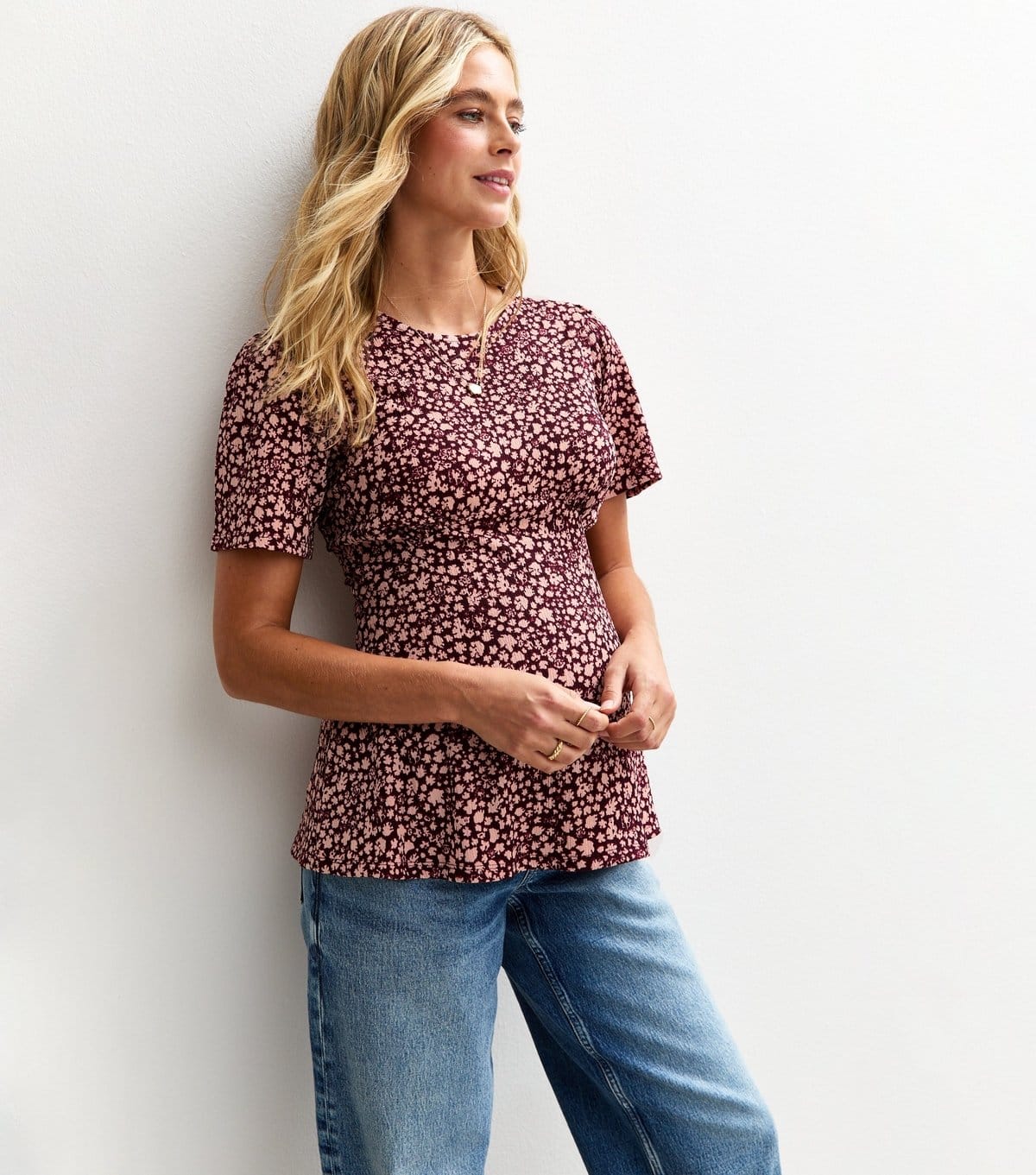 New Look Red Ditsy Print Maternity Top