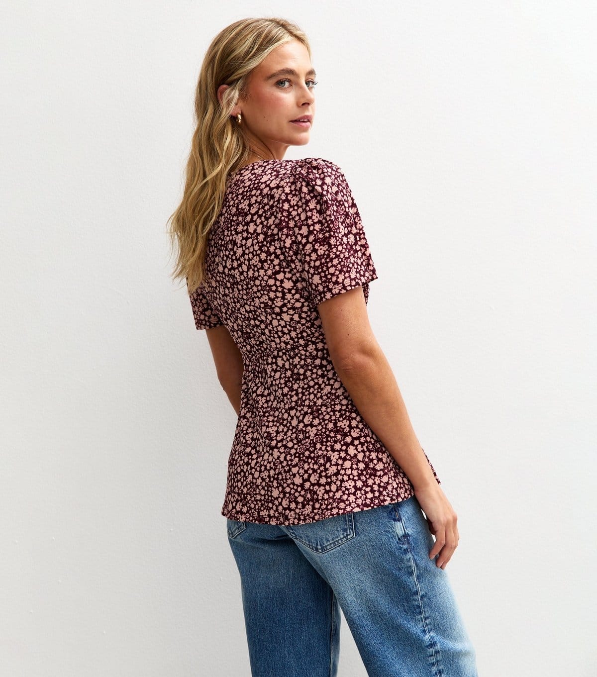 New Look Women's Maternity Red Ditsy Print Flared Hem Top New Look - 4