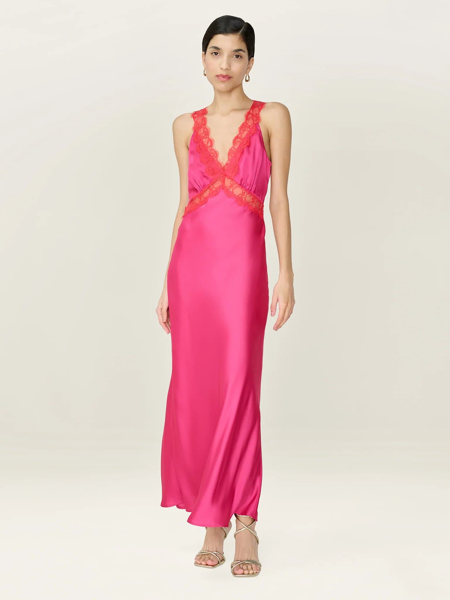 OMNES Aurelia Dress in Raspberry / Red