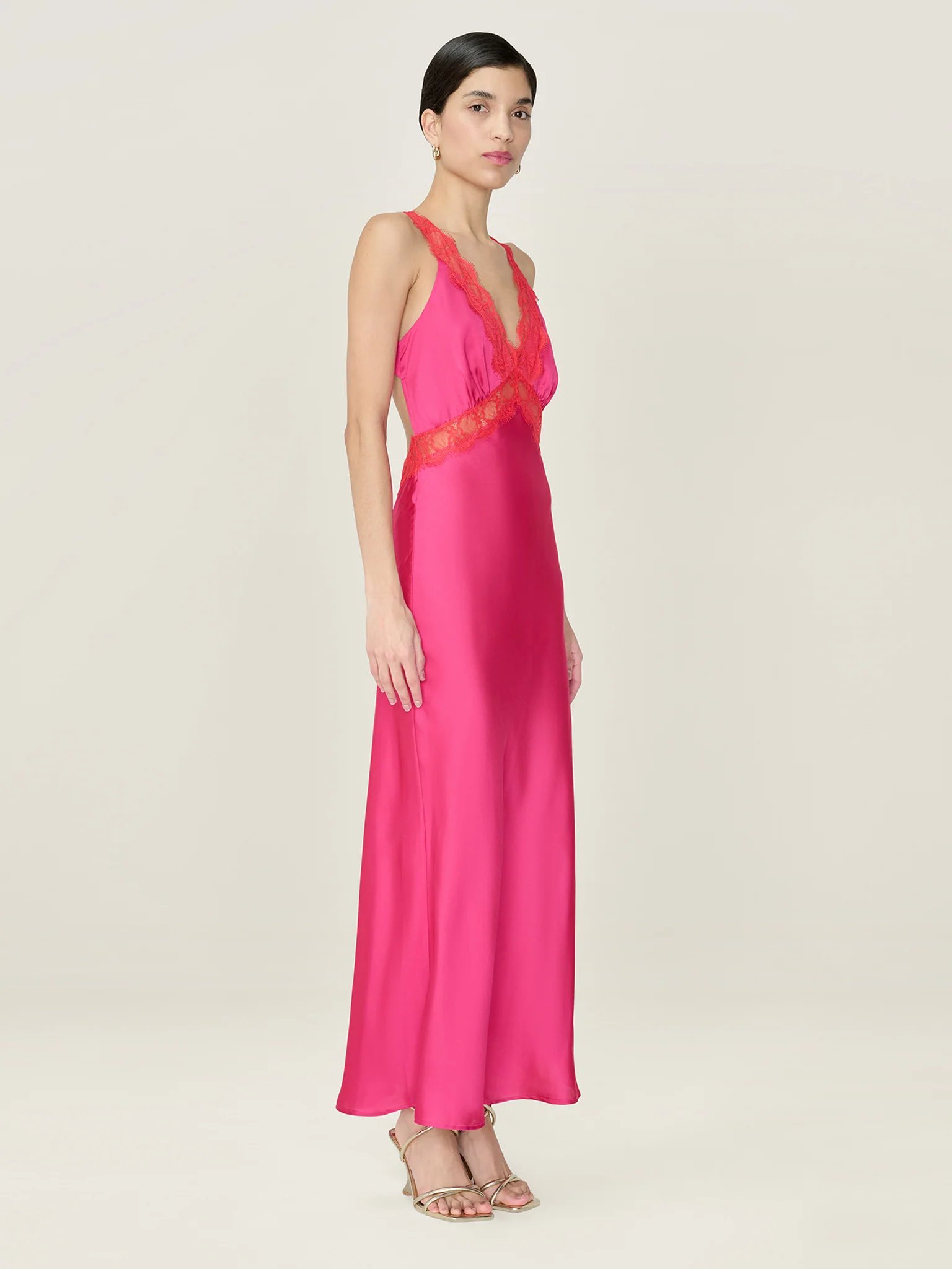 OMNES Aurelia Dress in Raspberry / Red - 2