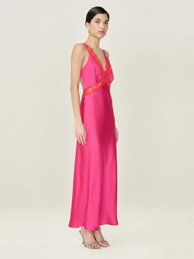 OMNES Aurelia Dress in Raspberry / Red - 2