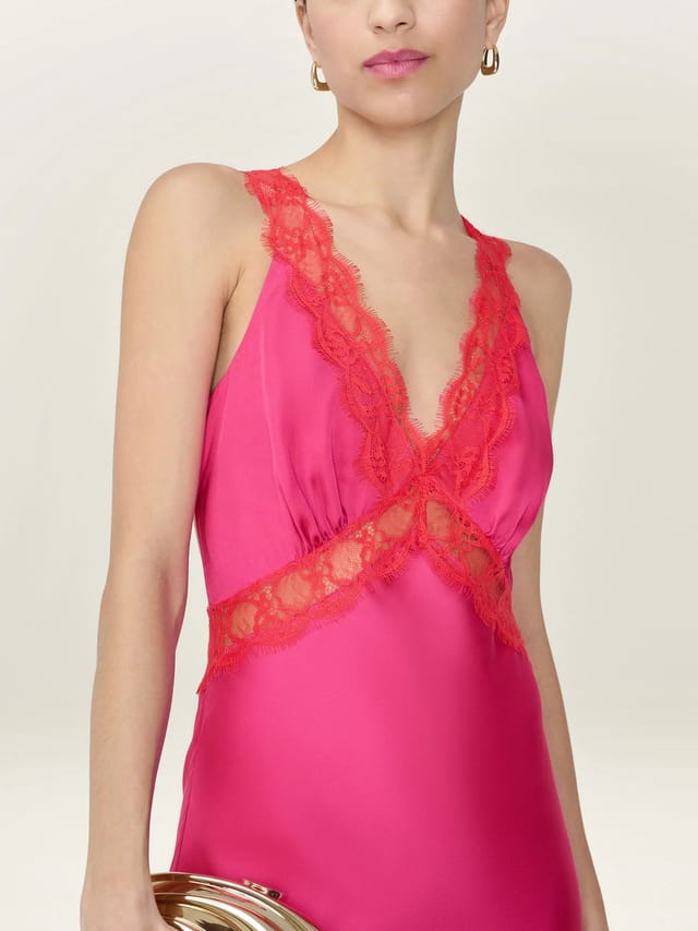 OMNES Aurelia Dress in Raspberry / Red - 3