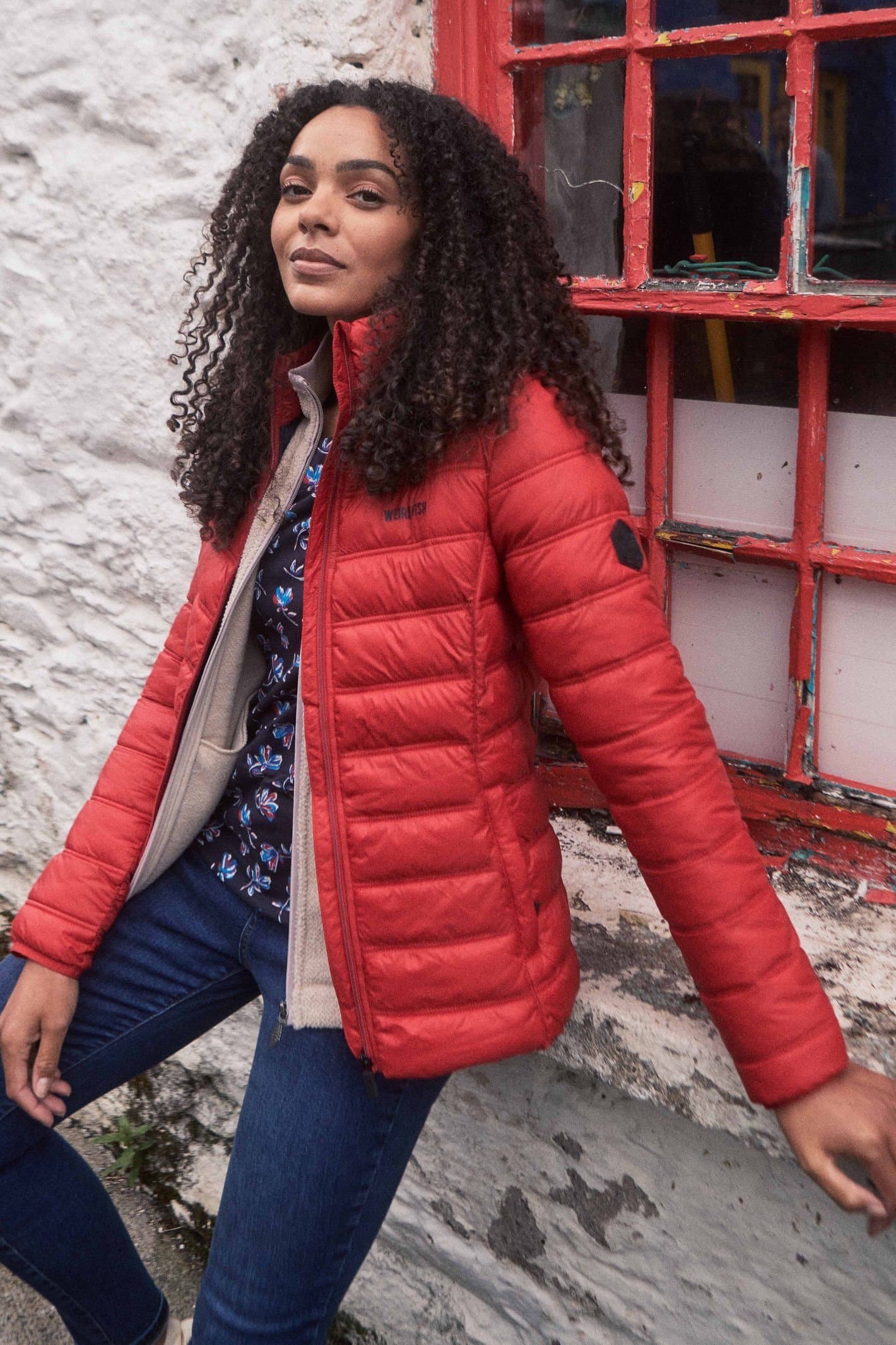 Weird Fish Weird Fish Women's Travellia Lightweight Showerproof Padded Jacket in Dark Red
