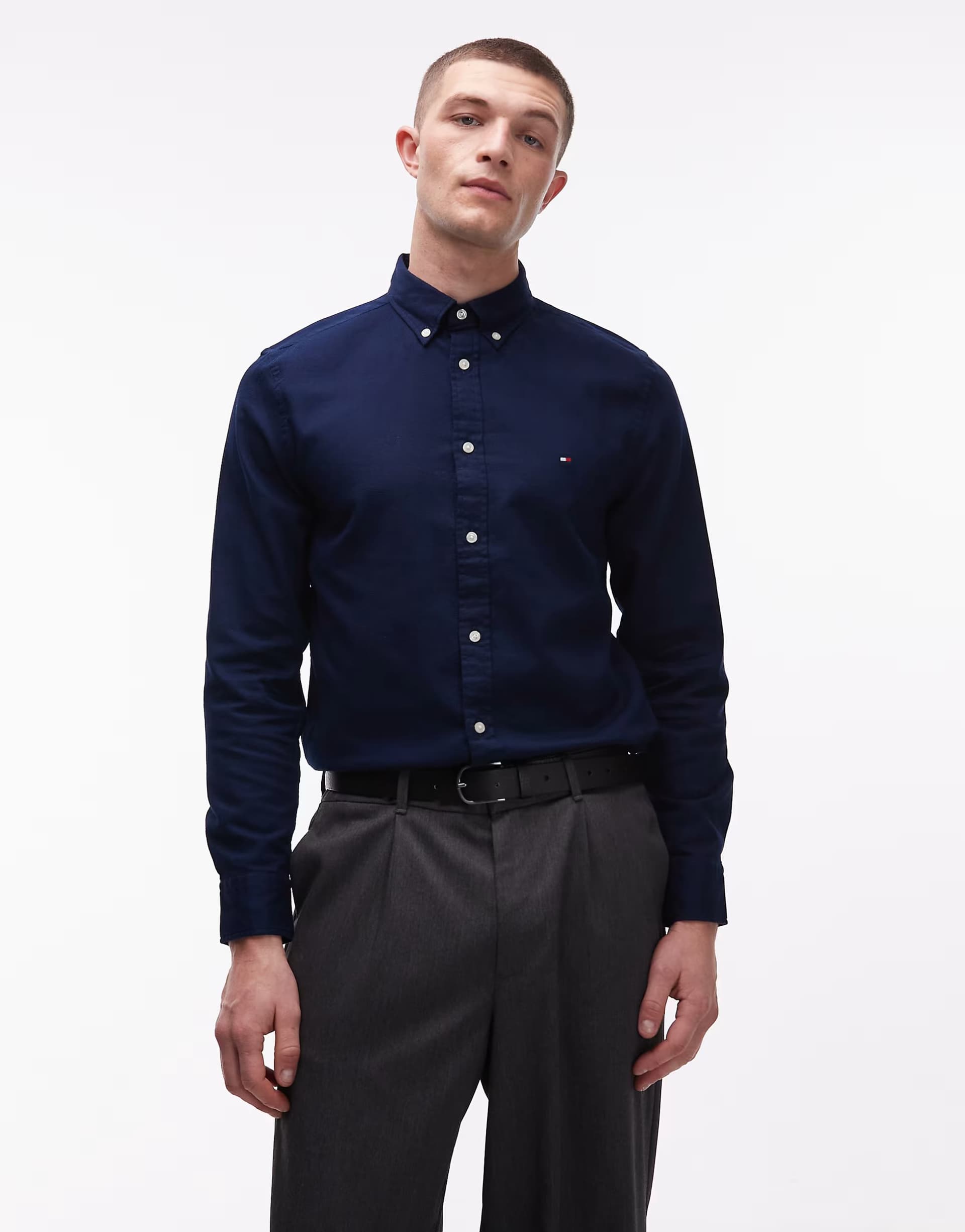 ASOS Tommy Hilfiger flex dobby shirt in navy
