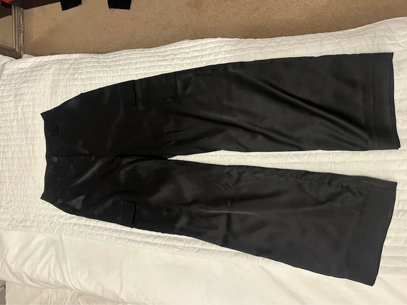 ASOS Black satin cargo pants / trousers