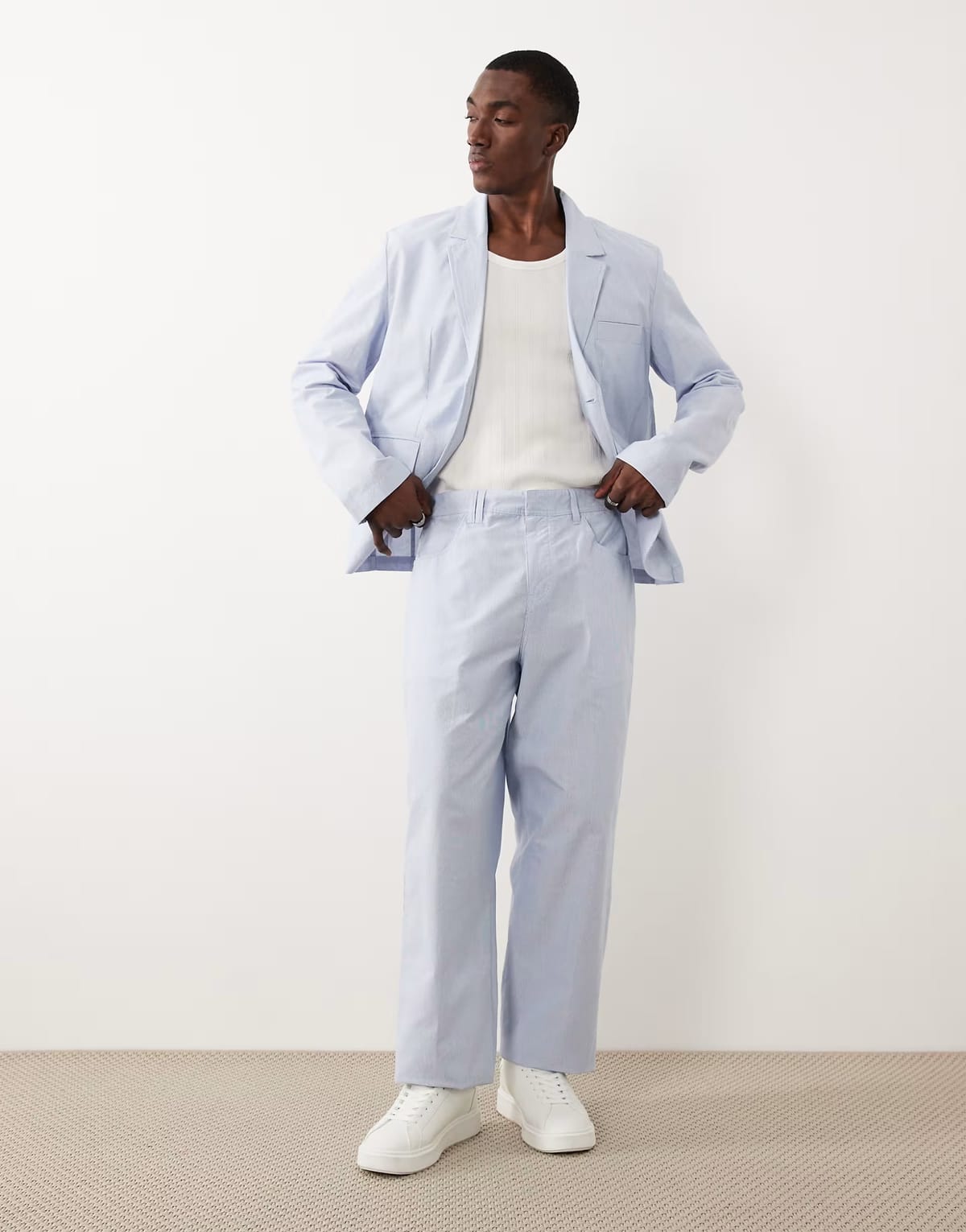 ASOS Farah Archive Bliss co-ord stripe straight leg trousers in blue - 1