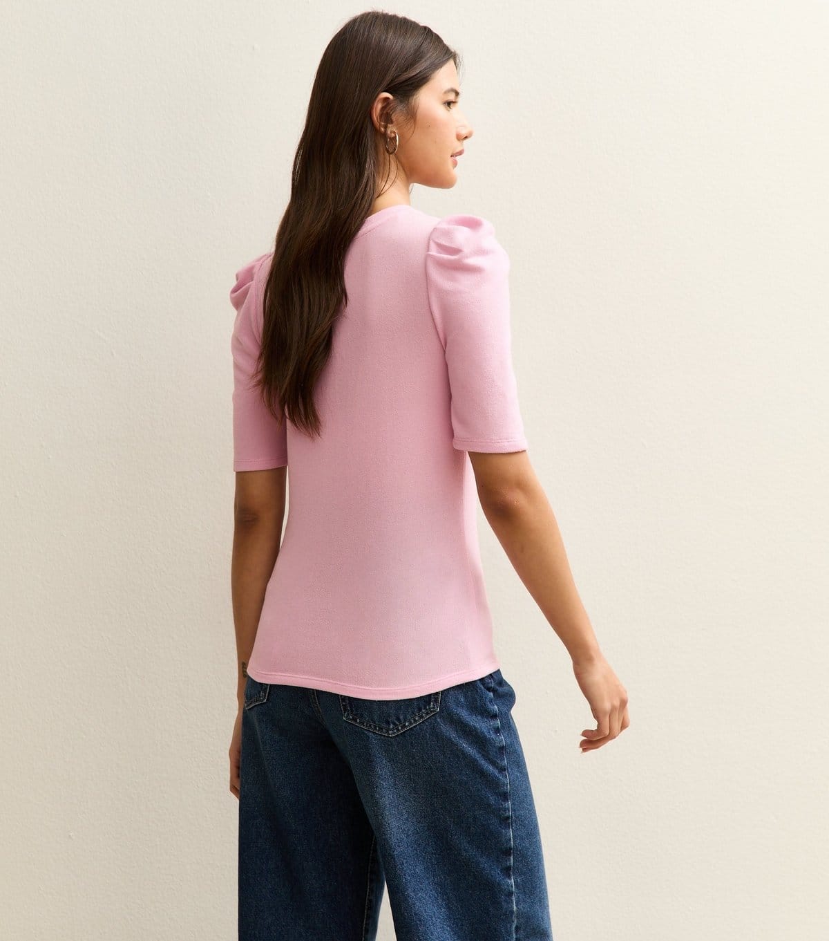 New Look Women's Pink Puff Sleeve Soft Touch T-Shirt New Look - 4