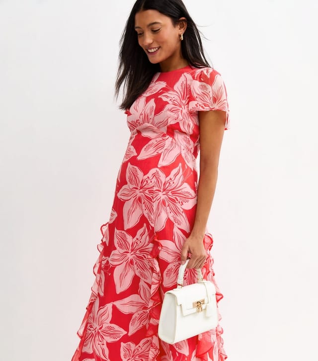 New Look Women's Maternity Pink Chiffon Orchid Print Midi Dress New Look - 2