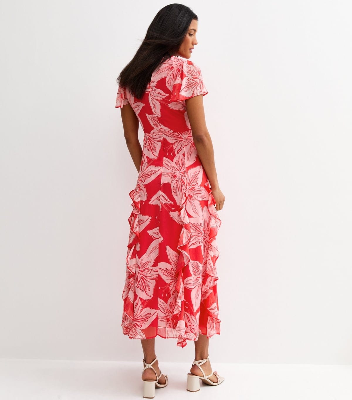 New Look Women's Maternity Pink Chiffon Orchid Print Midi Dress New Look - 4