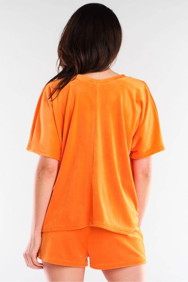 Love Lace Love Lace Women's Velour Loose Fit Shorts Comfortable Crease Free in Orange - 3
