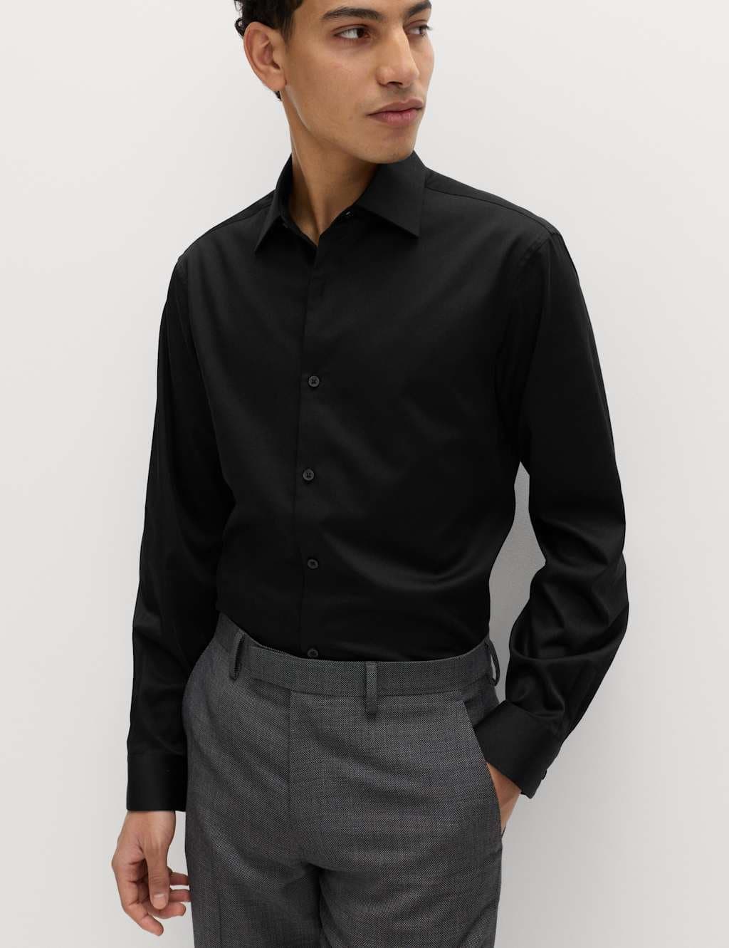 Marks & Spencer M&S Black Supima® Cotton Regular Fit Shirt