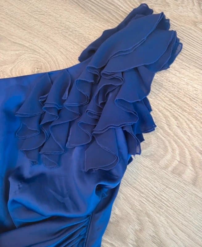 Next Next Navy One Shoulder Ruffle Cocktail Party Dress UK 14 Ruched Occasion Wedding Guest
