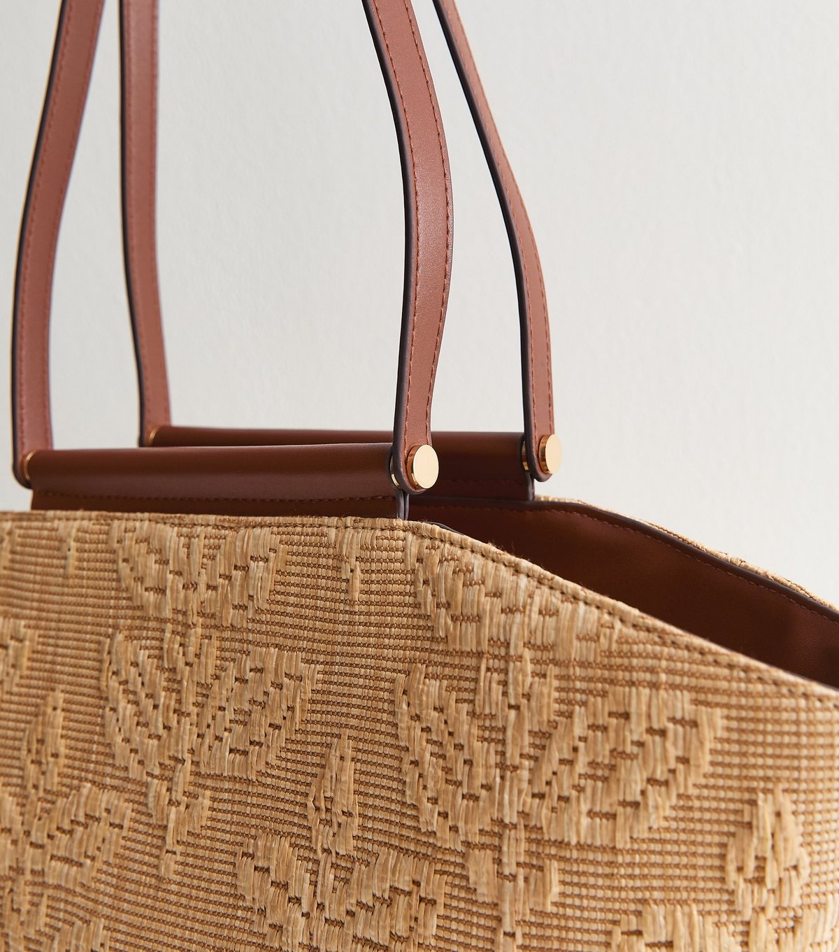 New Look Stone Floral Raffia Look Tote Bag New Look - 3