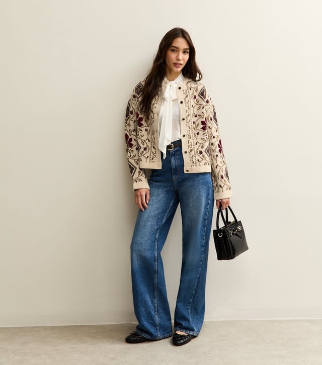 New Look Women's Cream Tapestry Design Cardigan New Look - 3