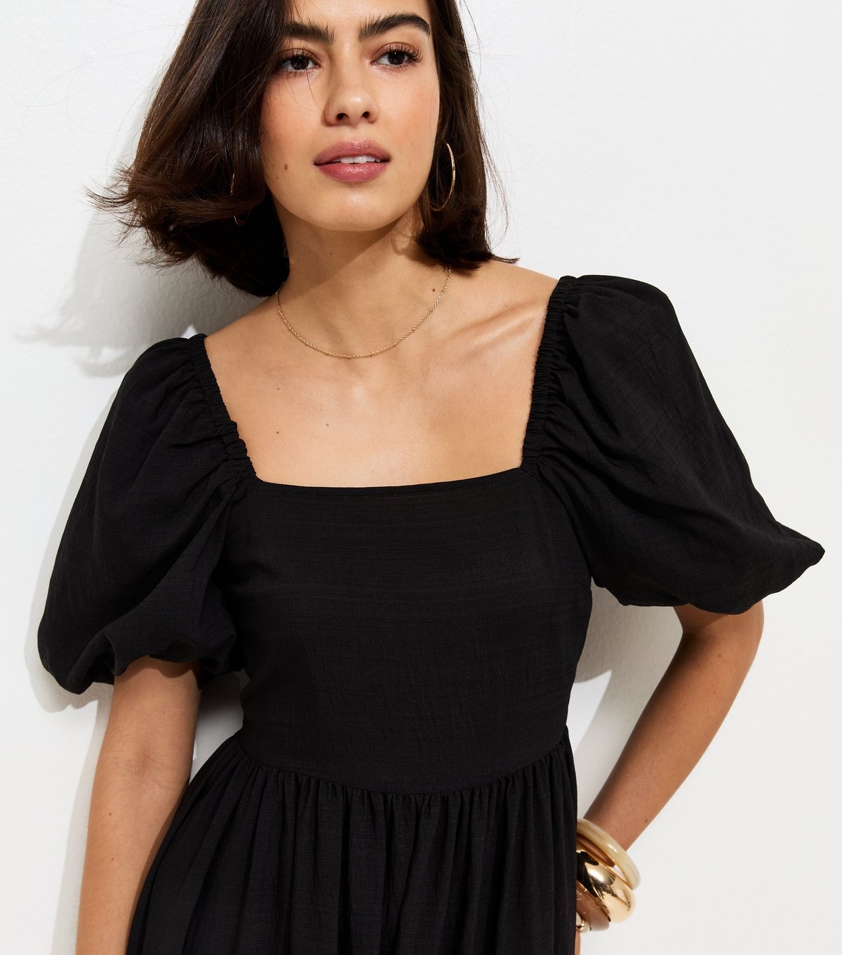 New Look Women's Black Floral Border Print Milkmaid Midi Dress New Look - 3