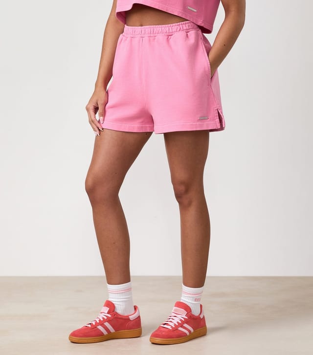 Gym King Women's Pink Cotton Haze Side Split Shorts Gym King New Look - 2