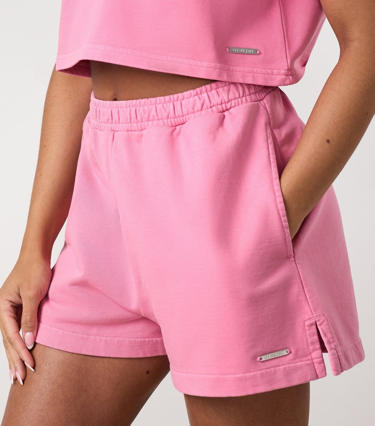 Gym King Women's Pink Cotton Haze Side Split Shorts Gym King New Look - 4