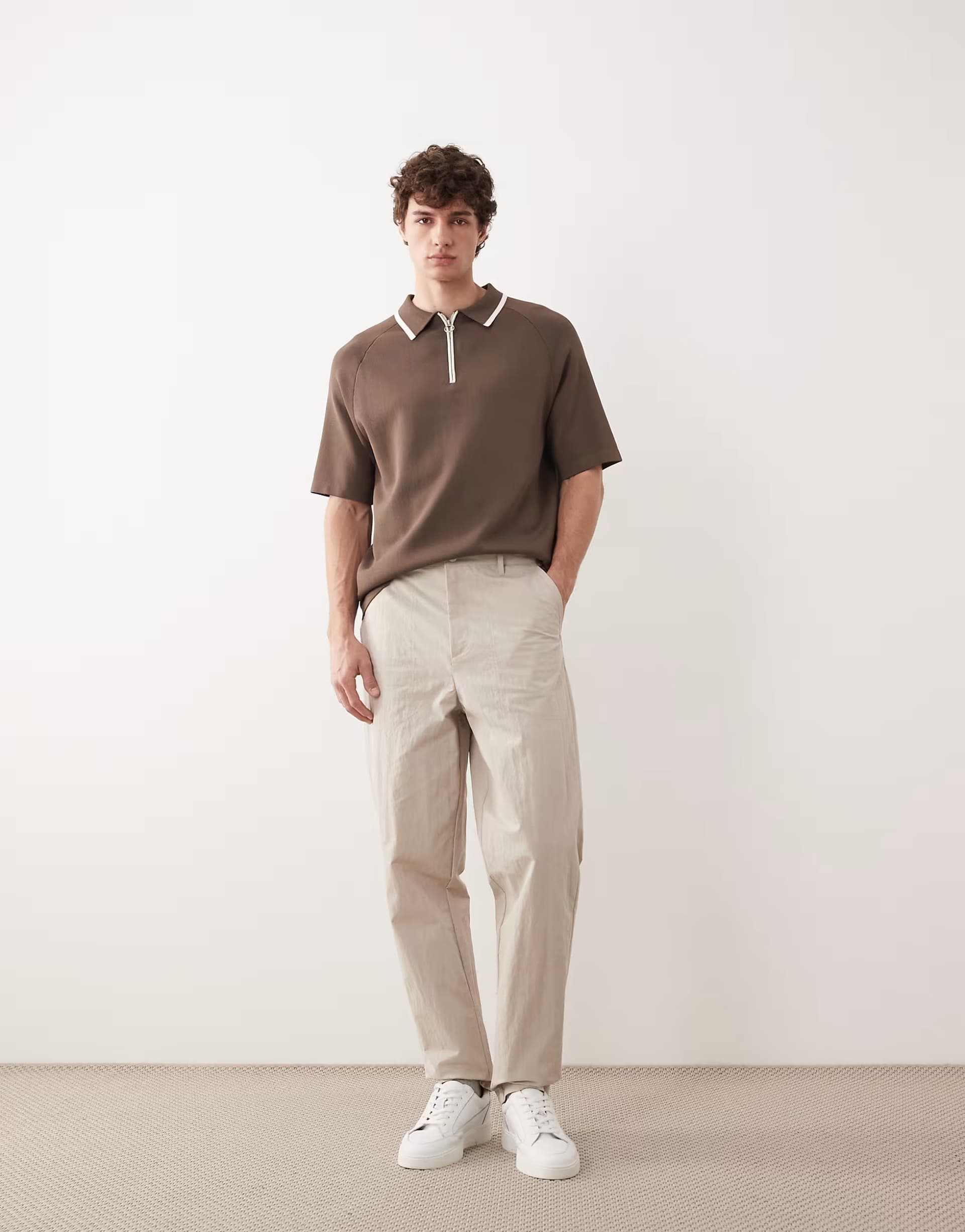 ASOS ASOS COLLECTIVE AC-B-252 carrot fit cotton nylon blend chinos in ecru