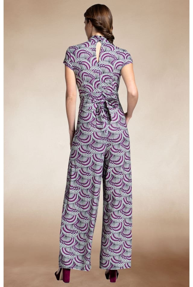 Hot Squash Hot Squash Women's V Neck Wide Leg Jumpsuit with Cap Sleeves - 2