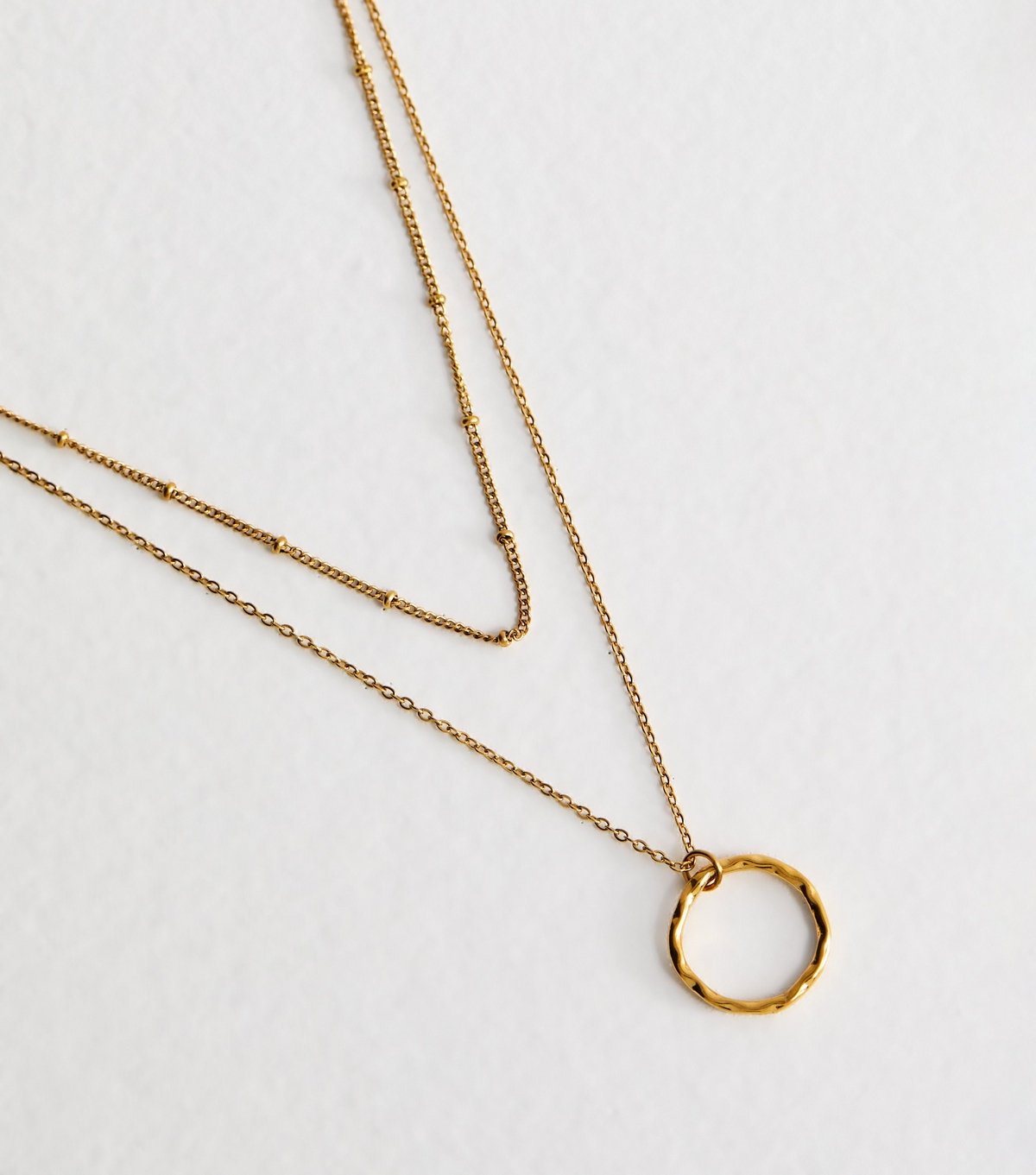 New Look Gold Tone Waterproof 2 Layer Circle Pendant Necklace New Look - 3