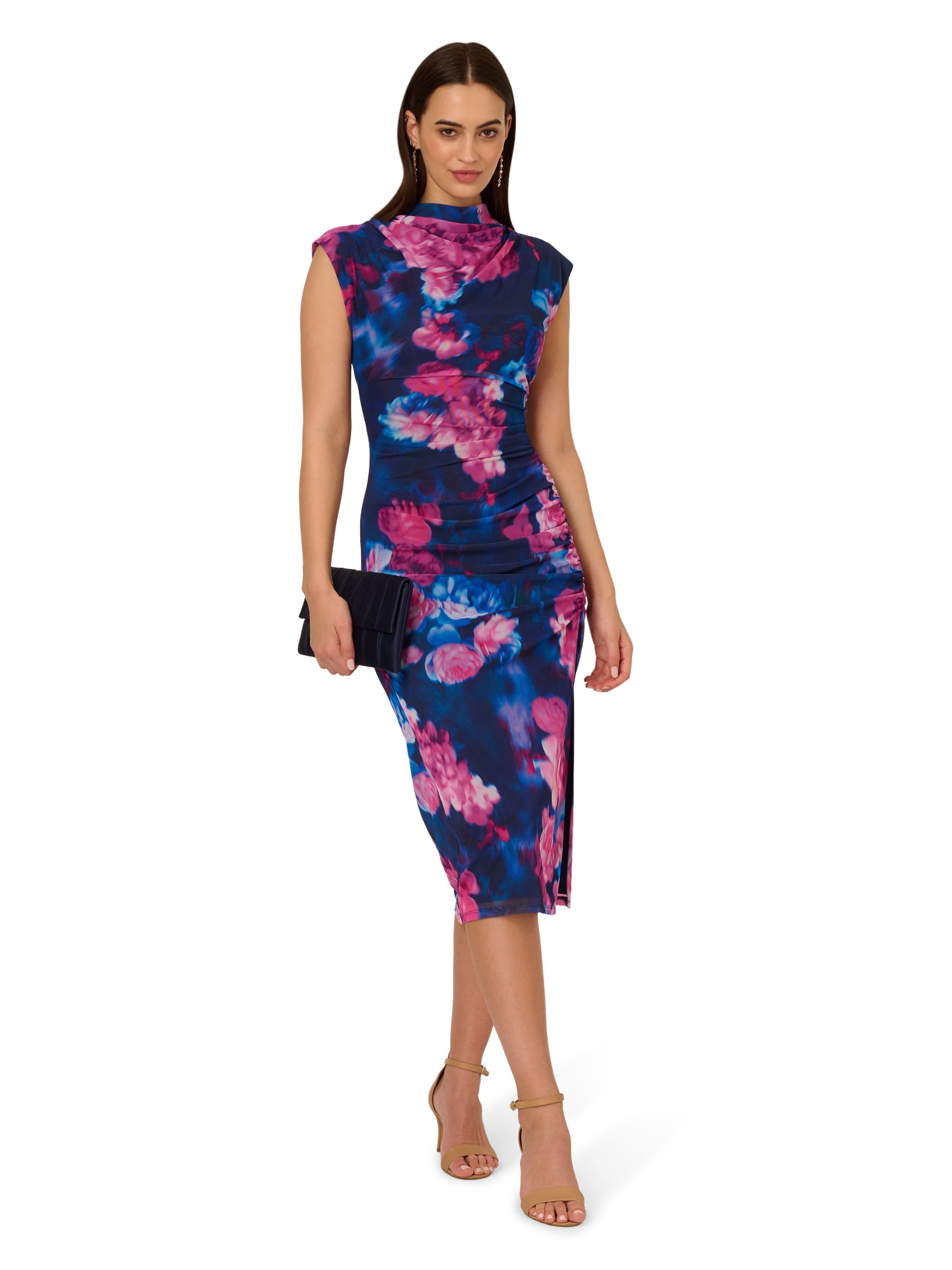 Adrianna Papell Adrianna Papell Women's Print Mesh Draped Dress - 3
