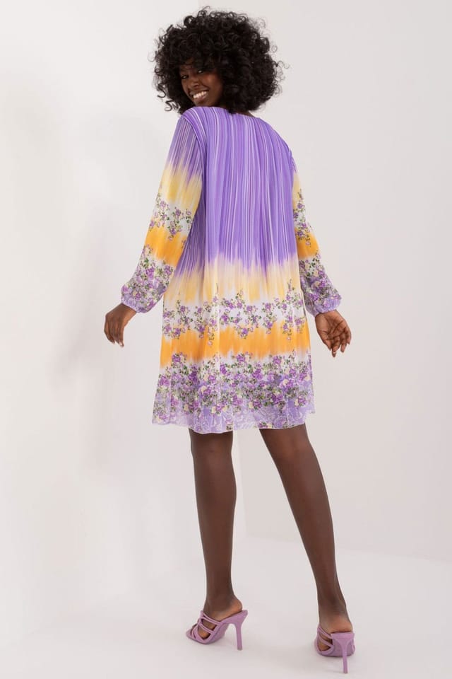 Love Lace Love Lace Women's Colorful Print Long Sleeve Shift Dress in Violet - 3