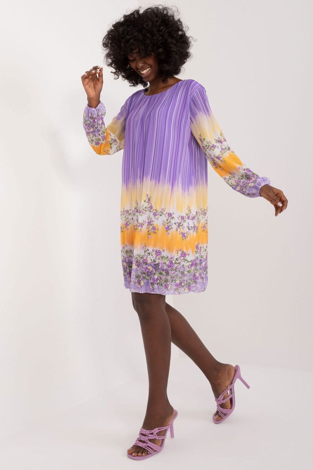 Love Lace Love Lace Women's Colorful Print Long Sleeve Shift Dress in Violet - 4
