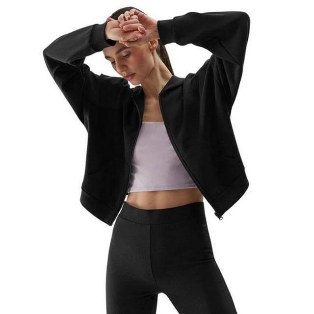 4F 4F Women's WSS24TSWSF1002 Full Zip Hoodie in Black - 3
