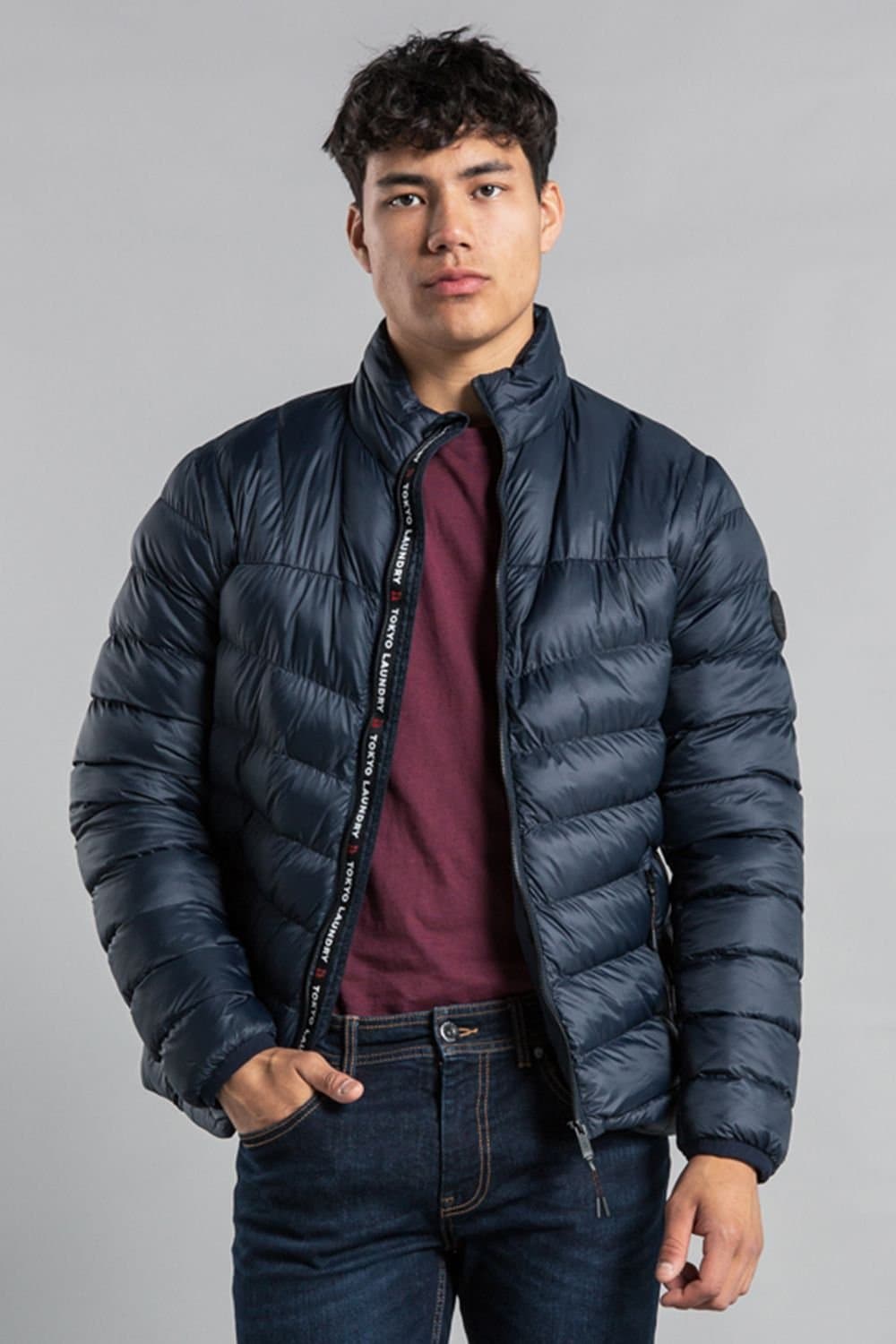 Tokyo Laundry Tokyo Laundry Men's Padded Funnel Neck Full Zip Jacket in Navy