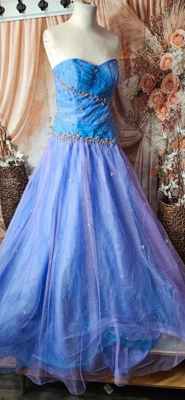 Prom Beautiful blue lilac ombre puffy princess prom ball gown dress size  12