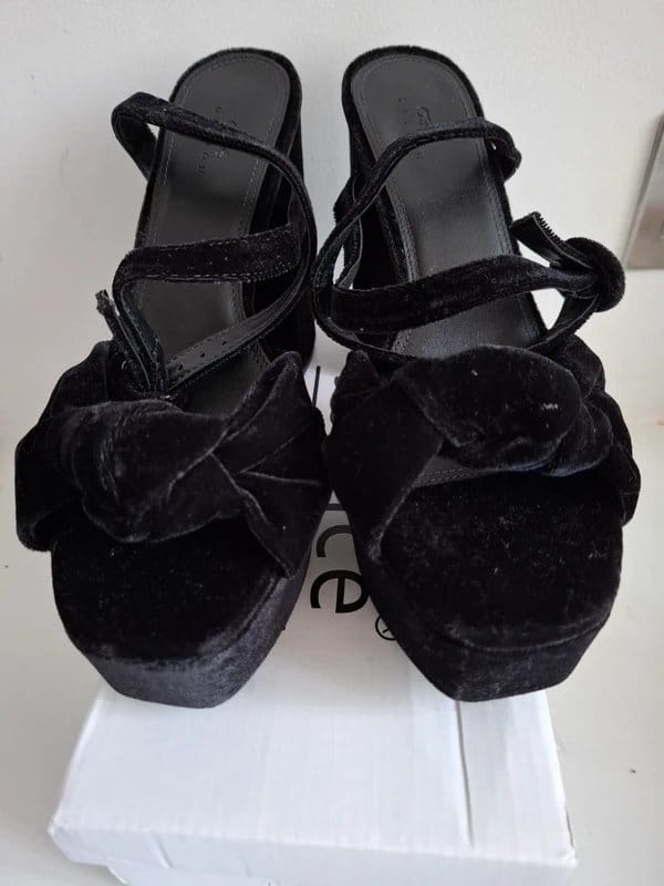 ASOS Design Asos Design 5inch velvet block heel sandals with ankle strap EU39/UK 6 - 1