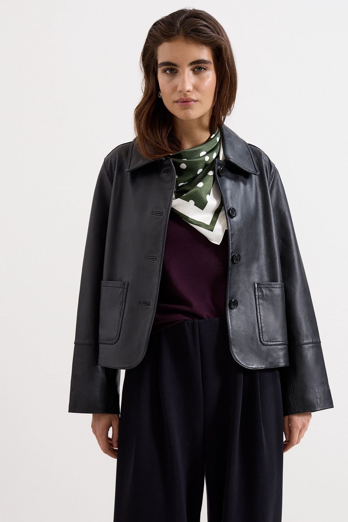 Phase Eight Phase Eight Women's Pippa Leather Jacket in Jet Black