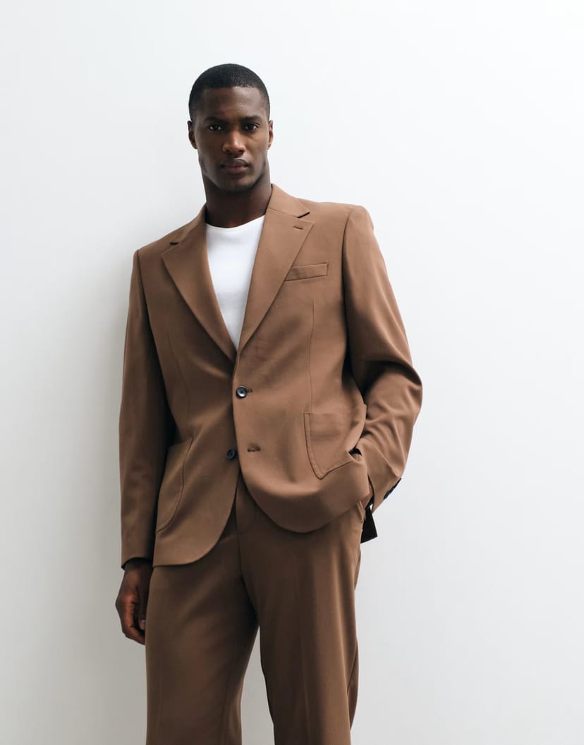ASOS ASOS DESIGN FlexMax™ slim suit jacket in dark brown - 1