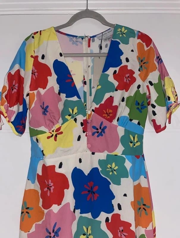 Never Fully Dressed Never Fully Dressed Colourful Floral Midi Dress Size 10 M Occasion Summer Stylish