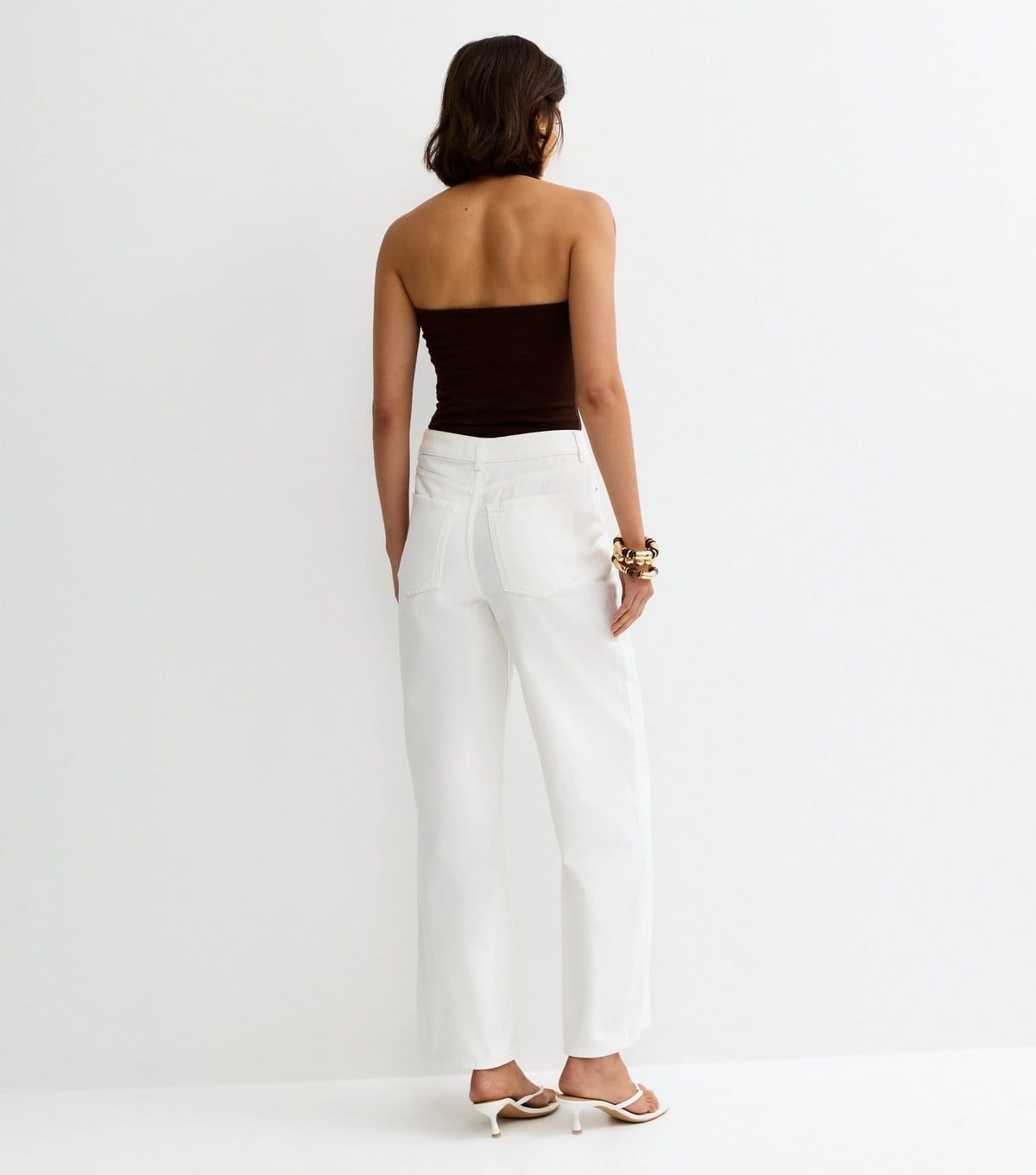 New Look Women's White Adalae High Waisted Wide Leg Jeans New Look - 4