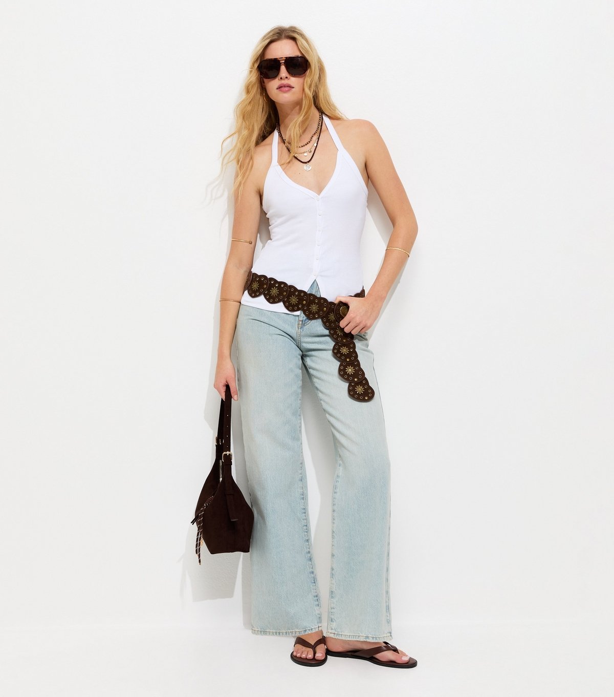 New Look Women's White Button Through Halter Neck Cami Top New Look - 3