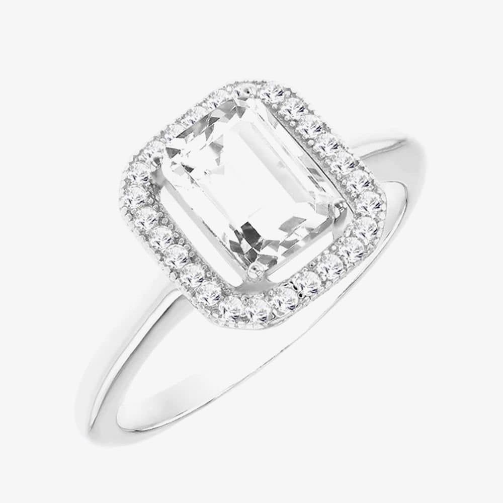 T.H.Baker T.H.Baker Silver Cubic Zirconia Halo Ring
