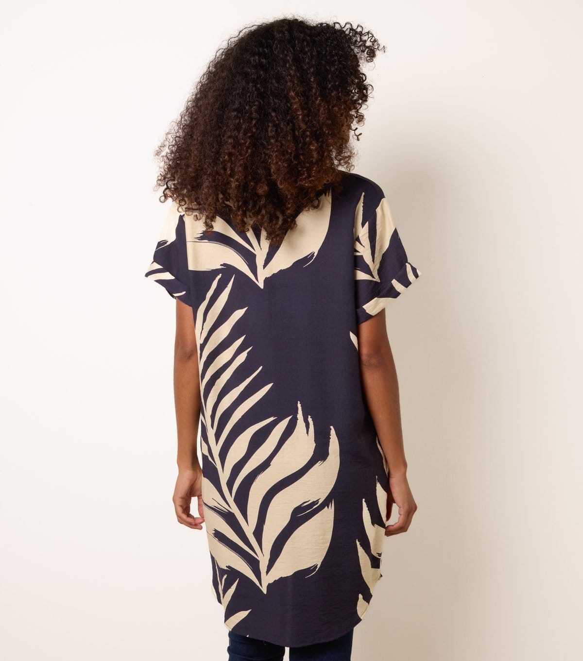 Blue Vanilla Women's Navy Palm Print Tunic Top Blue Vanilla New Look - 4