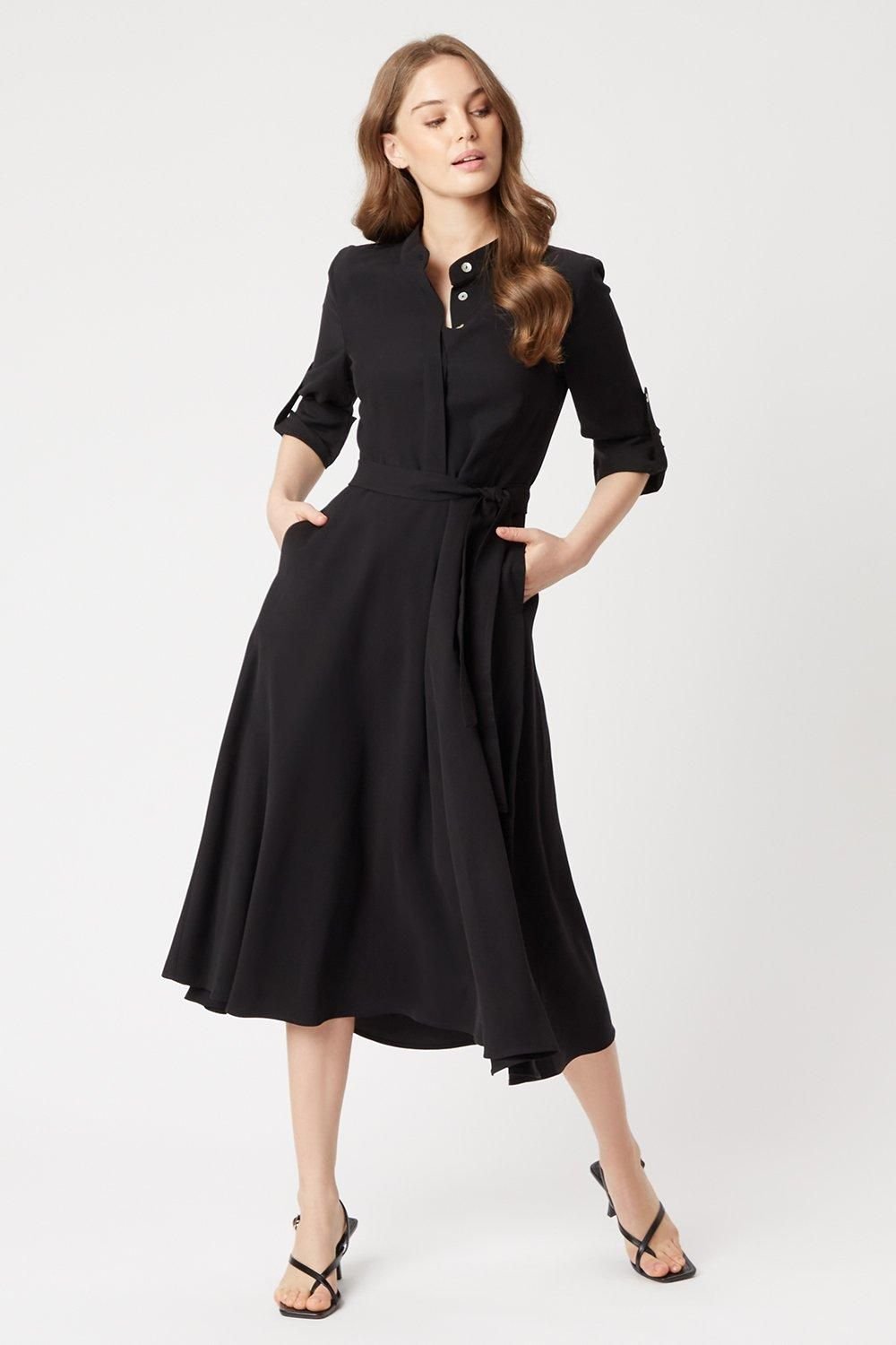 James Lakeland James Lakeland Women's Roll Sleeve Midi Dress Black - 2