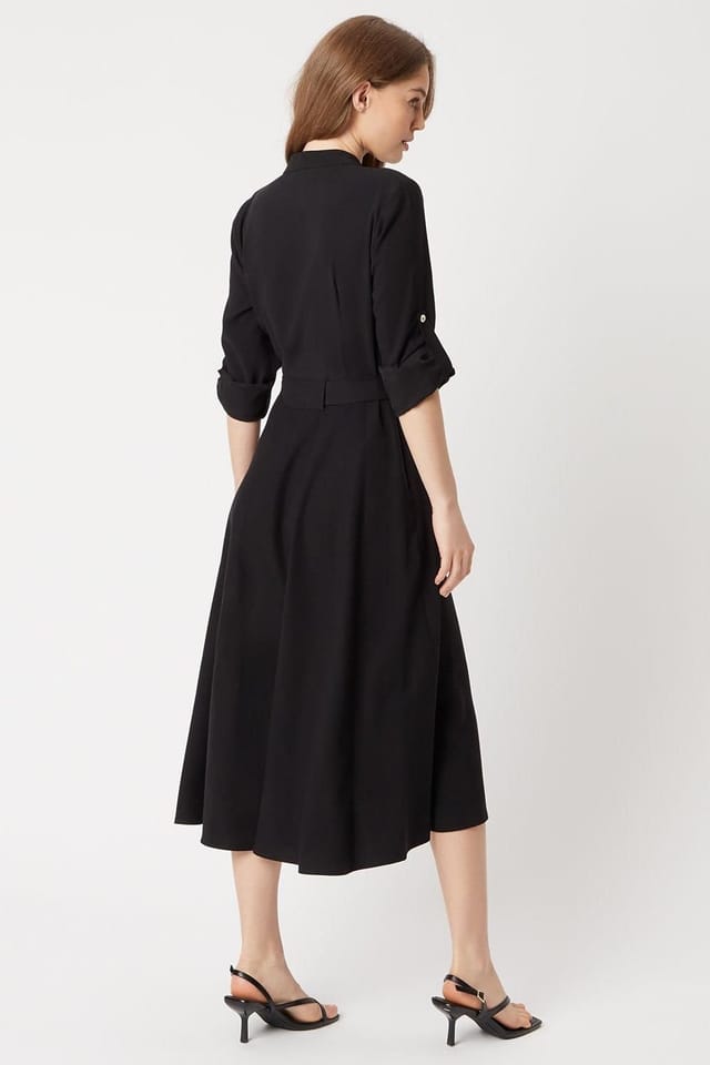 James Lakeland James Lakeland Women's Roll Sleeve Midi Dress Black - 2