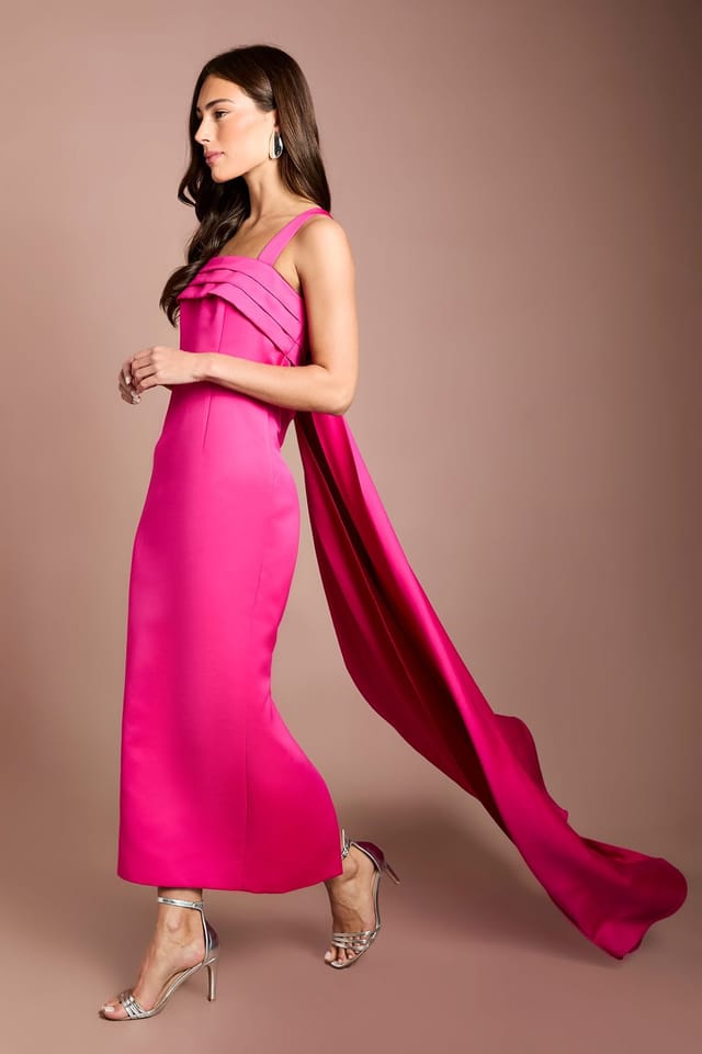 Coast Coast Women's Muse Satin Drape Detail Strappy Midi Dress in Magenta - 2