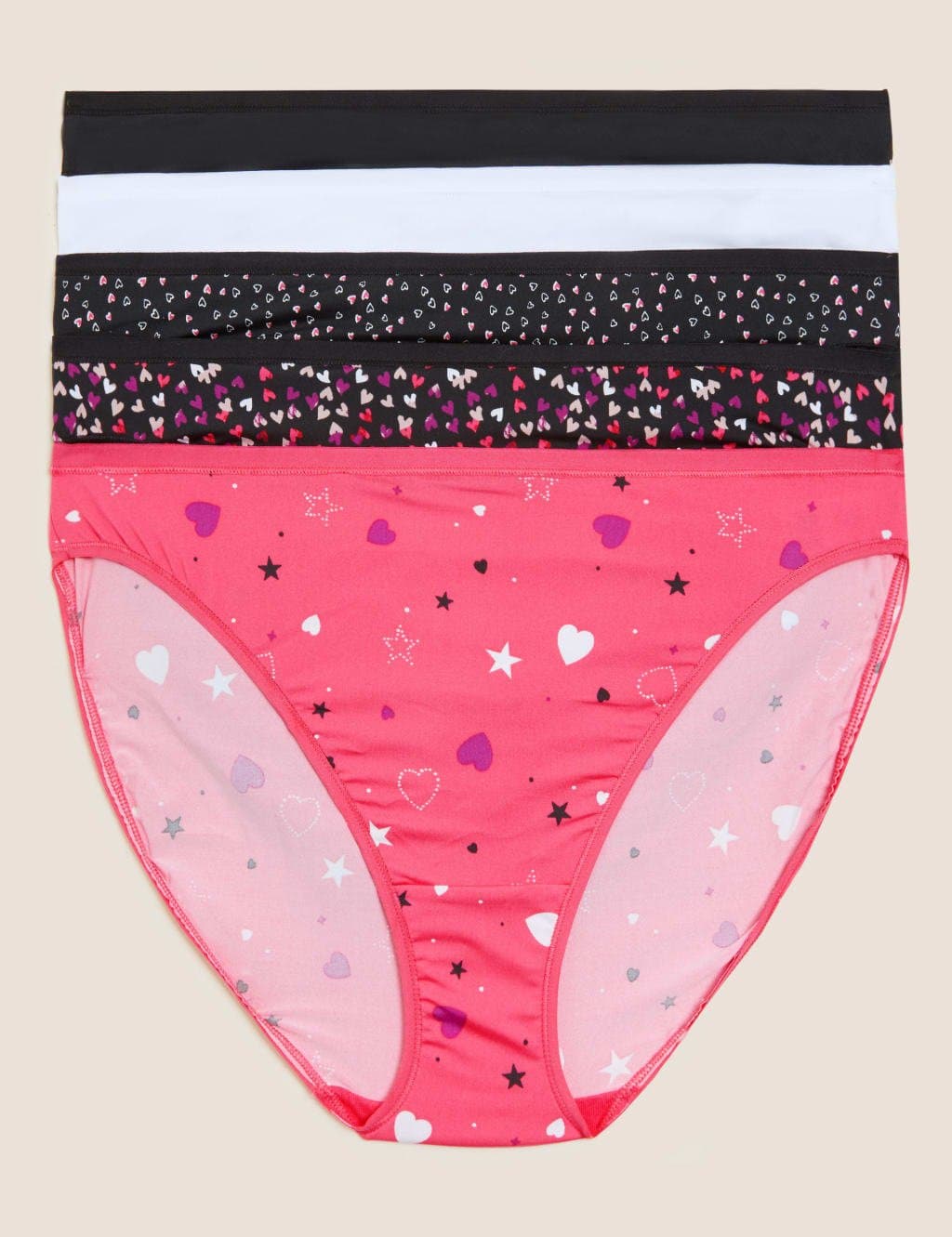 Marks & Spencer M&S IBO HEART NO VPL 5PK HL Pink Mix