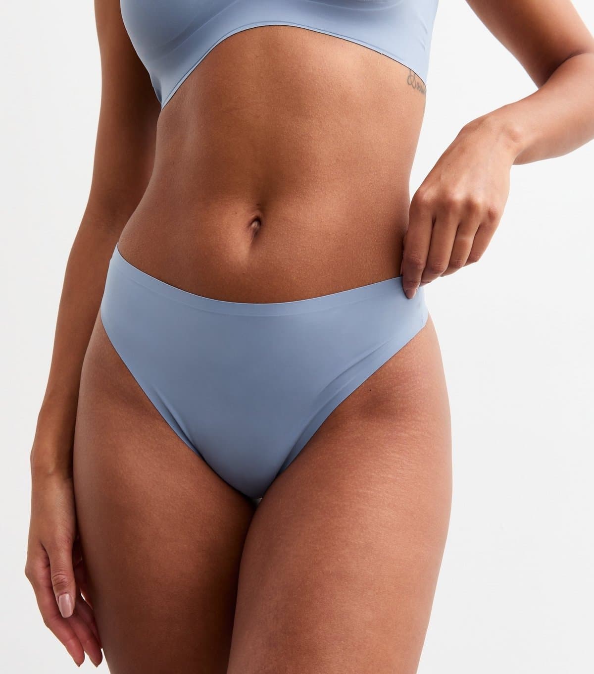 New Look Women's Blue Smooth High Waisted High Leg Thong New Look