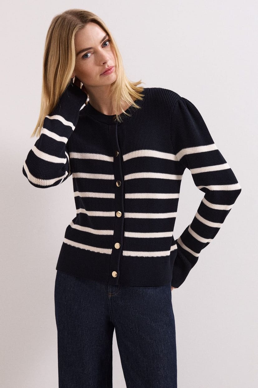 Phase Eight Phase Eight Women's Grace Button-Front Round Neck Cardigan in Dark Navy - 1