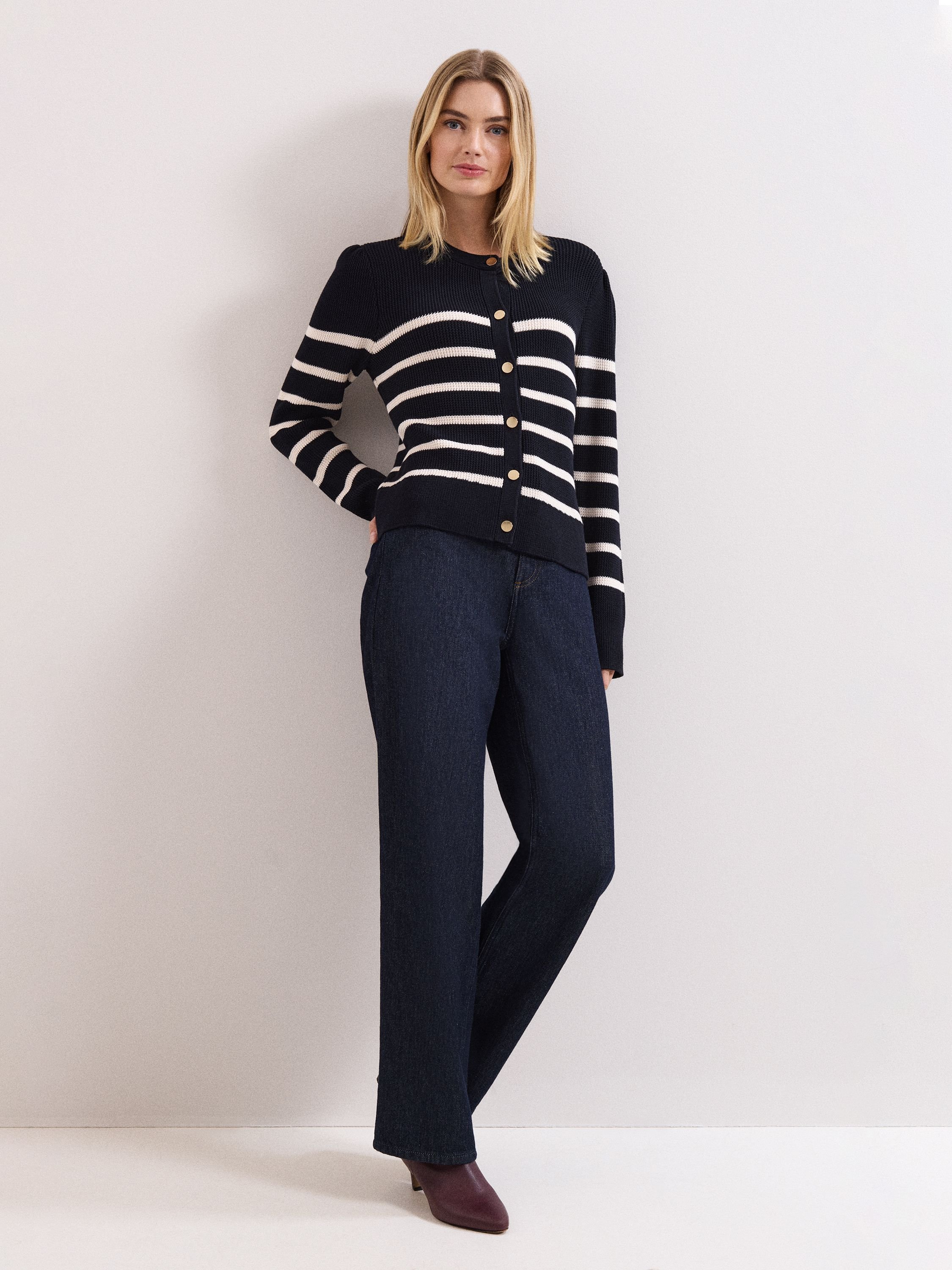 Phase Eight Phase Eight Women's Grace Button-Front Round Neck Cardigan in Dark Navy - 2