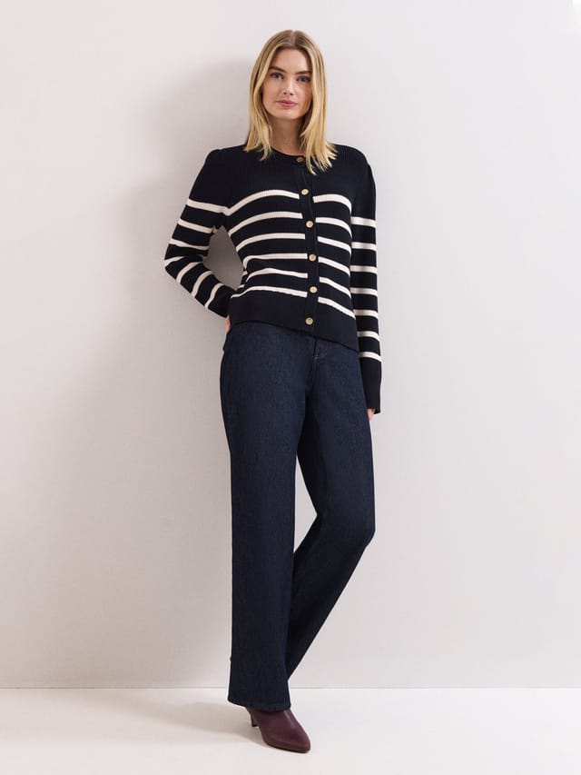 Phase Eight Phase Eight Women's Grace Button-Front Round Neck Cardigan in Dark Navy - 2