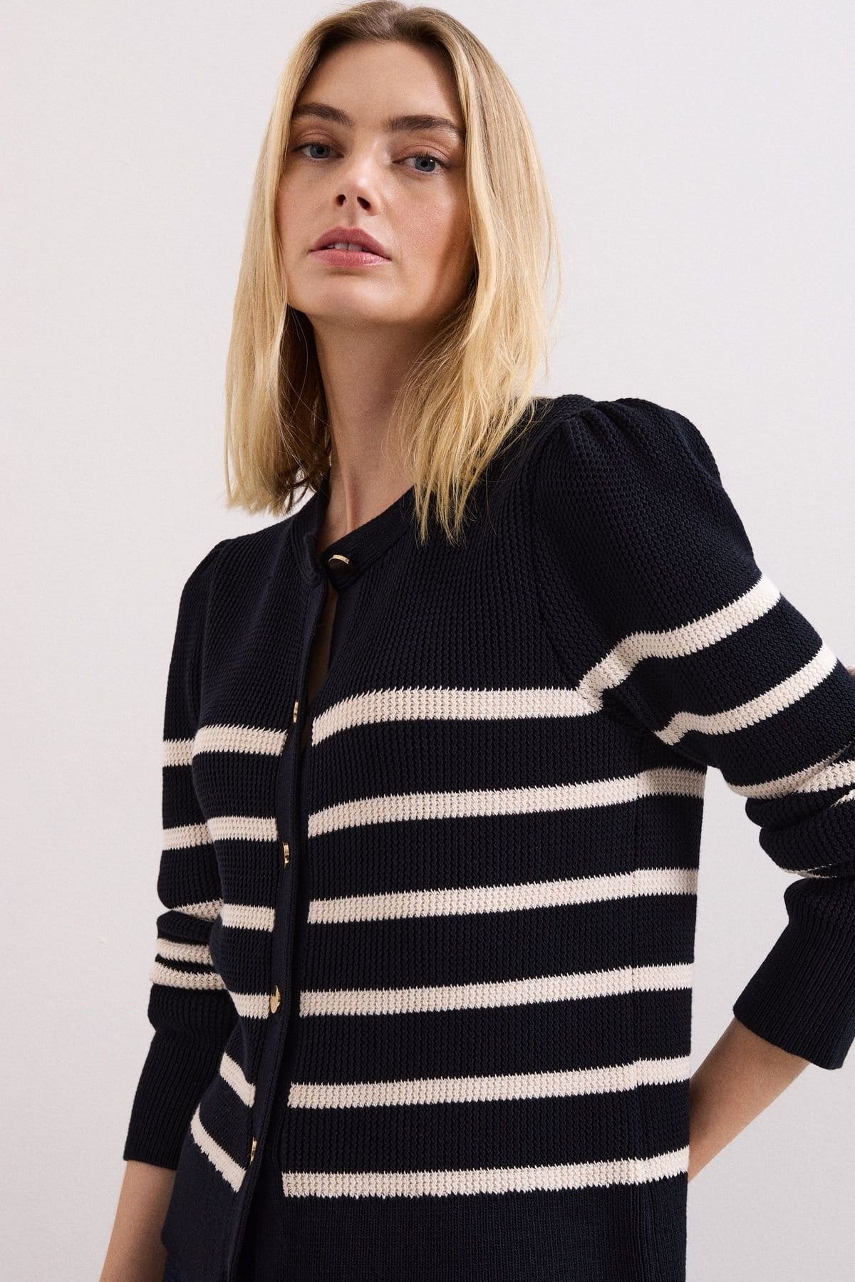 Phase Eight Phase Eight Women's Grace Button-Front Round Neck Cardigan in Dark Navy - 4