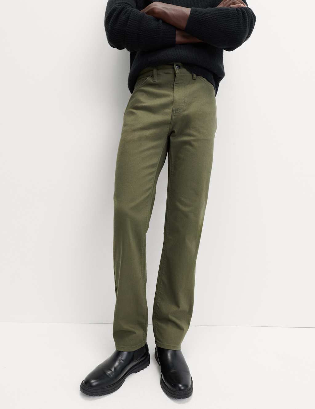 Marks & Spencer M&S Straight Fit Stretch Jeans Khaki - 4